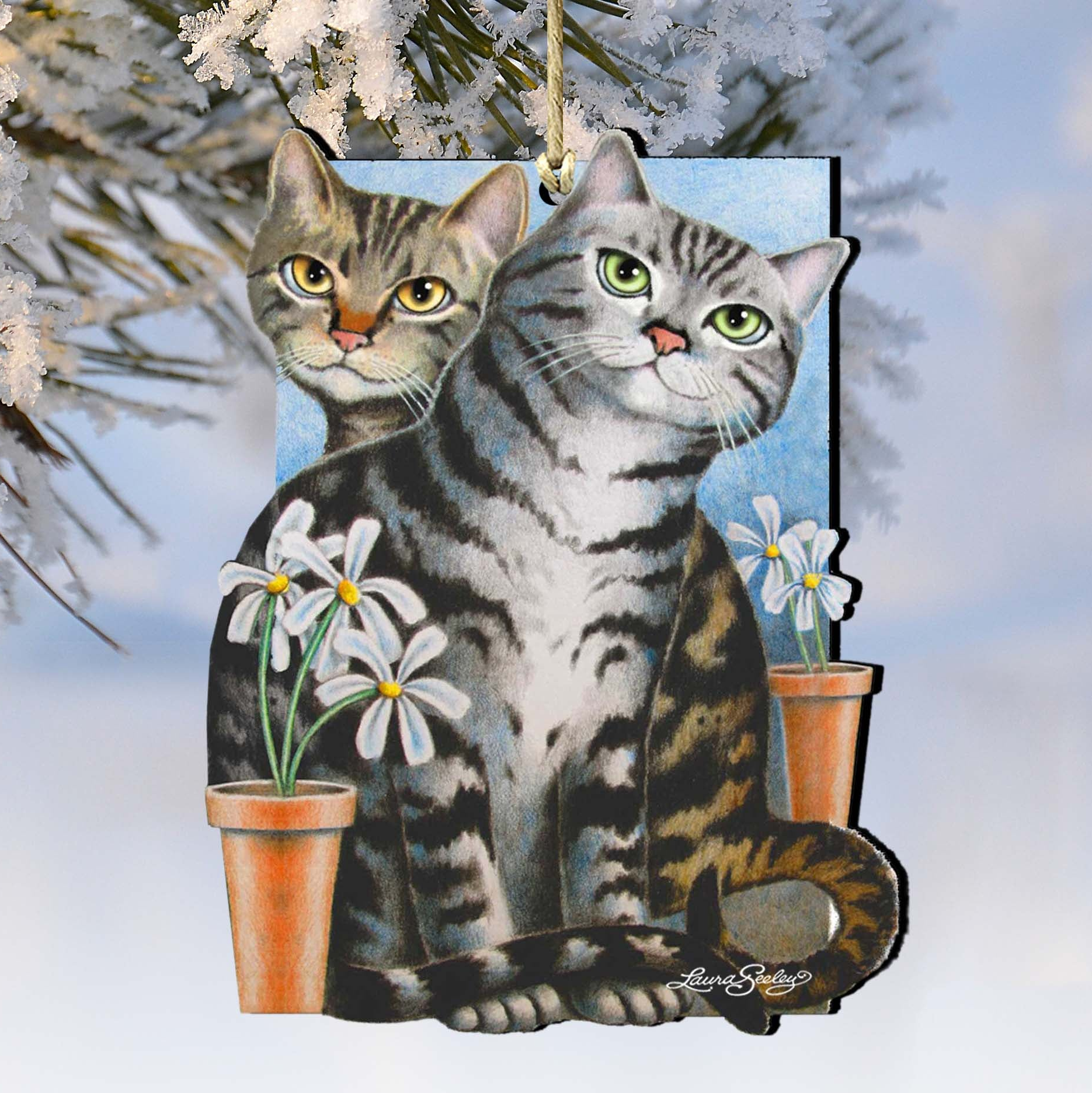 Silver ‘N Gold Cat Wooden Ornament – Pet Décor