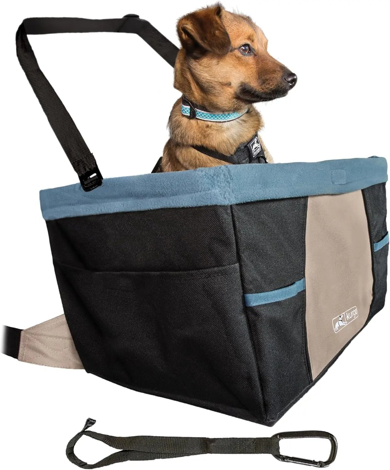 Dog Booster Car Seat – Waterproof, Collapsible, Black/Blue