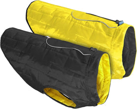 Reversible Loft Dog Jacket – Water-Resistant, Black/Yellow (Medium)
