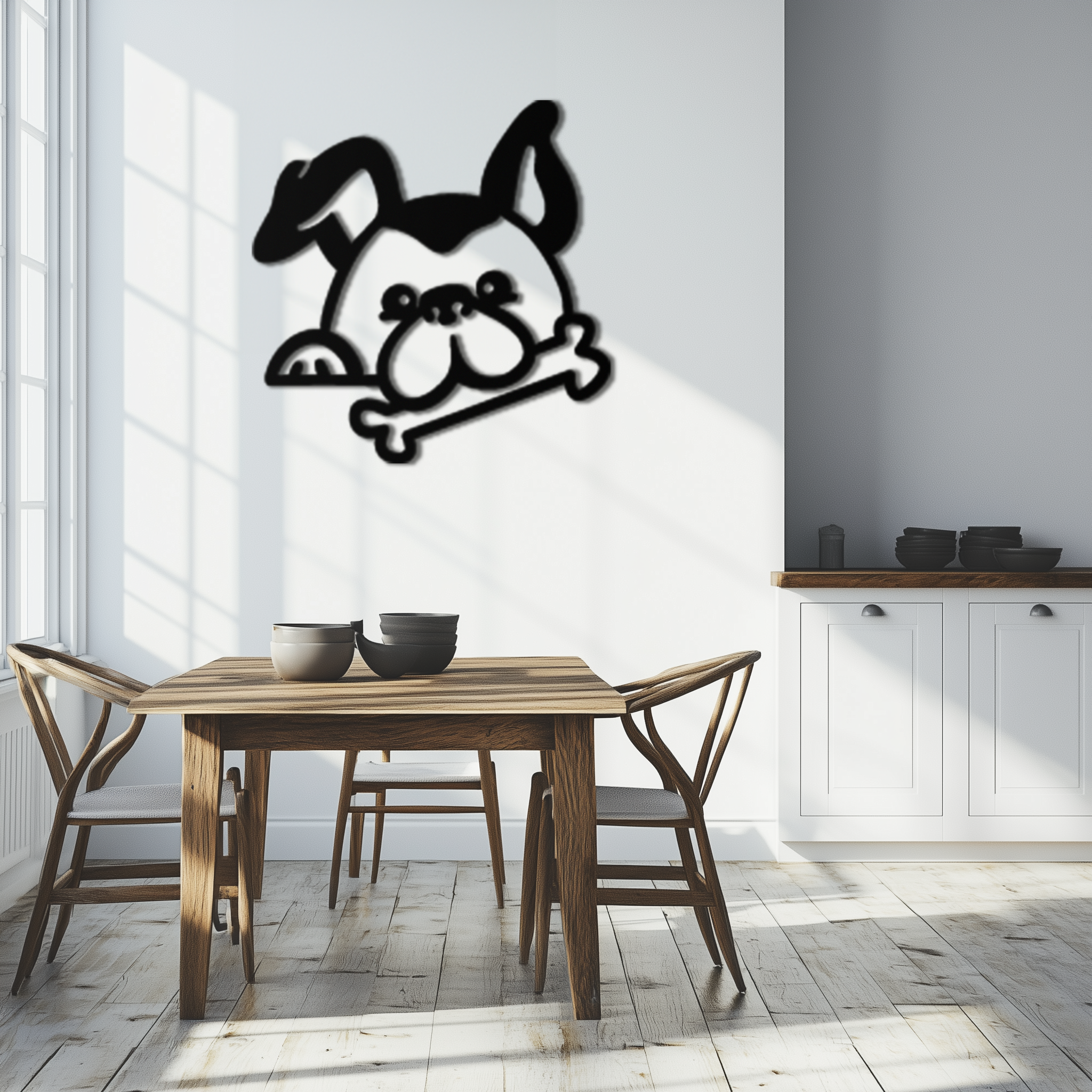 Bone-Holding Dog Metal Wall Art – Playful Pet Décor