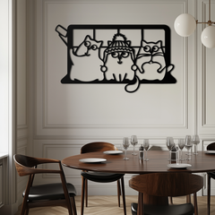 Cozy Window Cats Metal Wall Art – Cartoon Trio Design
