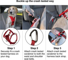 Tru-Fit Dog Car Harness – Crash Tested, Red (Medium)